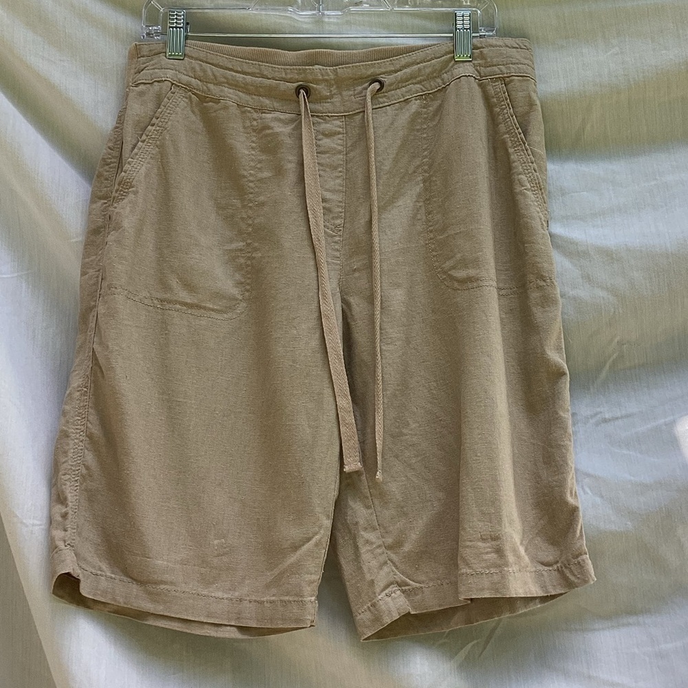 Per Se tan linen/viscose casual shorts, size 10